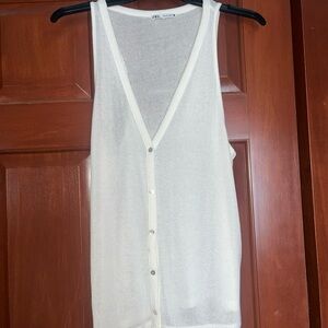 Zara Off-White Knit Sweater Tank Top